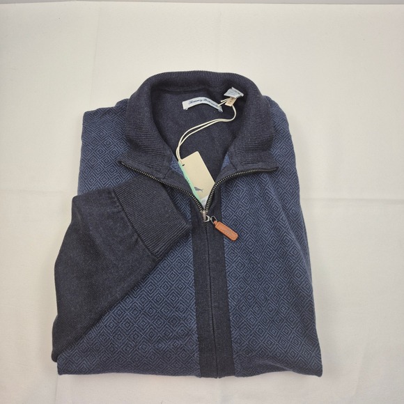 Tommy Bahama Men's M Full Zip Sweater Blue Knit Sample NWT Casual Resort Wear - Picture 1 of 16